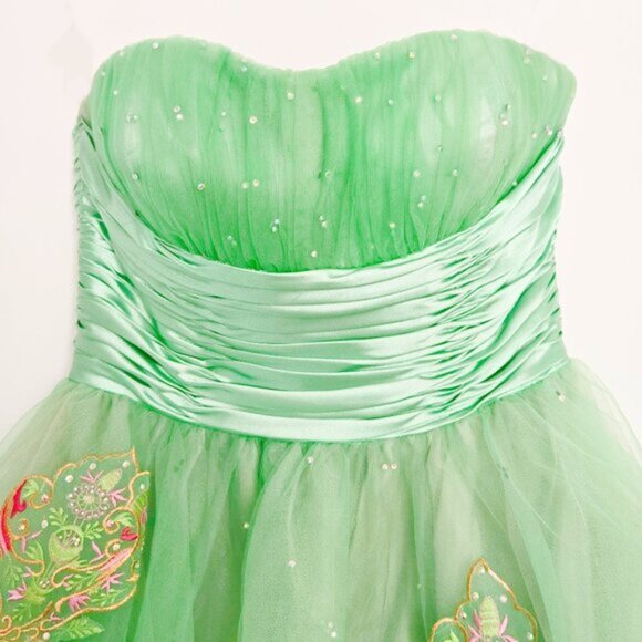 RARE Sherri Hill Green Butterfly Crystal Strapless Tulle Mini Gown Dress b56E - Picture 7 of 11